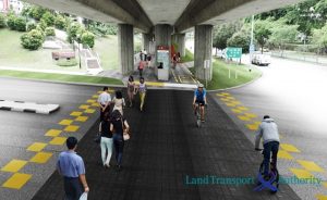 An illustration of a pedestrian priority precinct in Ang Mo Kio come 2018. Source: Land Transport Authority 