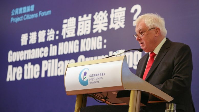 Citing Confucius, last governor Lord Patten says, 'A people without confidence in its rulers will not stand.'