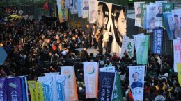 The pan-democrats hold a rally outside Government Headquarters on Sunday to protest against a government decision to ban Agnes Chow, a Demosisto student leader, from contesting a Legco by-election on grounds of her stance on self-determination.