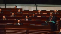 Financial Secretary John Tsang Chun-wah delivers the 2016/17 Budget at the Legislative Council on Wednesday. He took a moderate line on the Mong Kok unrest, which is markedly different from the stance of Chief Executive Leung Chun-ying.