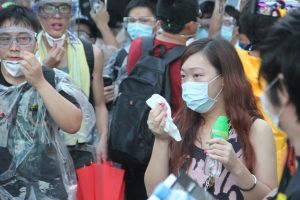 Police fire tear gas canisters to try to clear protesters in Admiralty in 2014. The Occupy Central movement lasts 79 days.