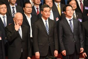 Liaison Office director Zhang Ziaoming (on left of Leung) is a strong supporter of Chief Executive Leung Chun-ying.