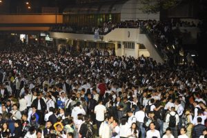 Thousands of off-duty police and their supporters hold a rally to back the seven police officers who are convicted of assault an activist during the Occupy movement.