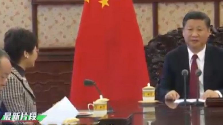 Chief Executive-elect Carrie Lam Cheng Yuet-ngor is met by President Xi Jinping in Beijing.